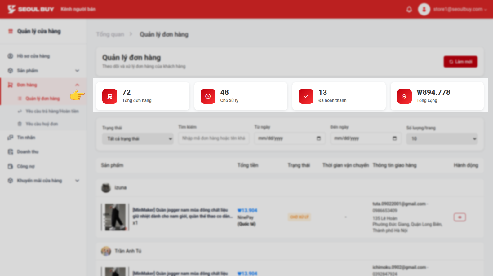 Quản lý đơn hàng