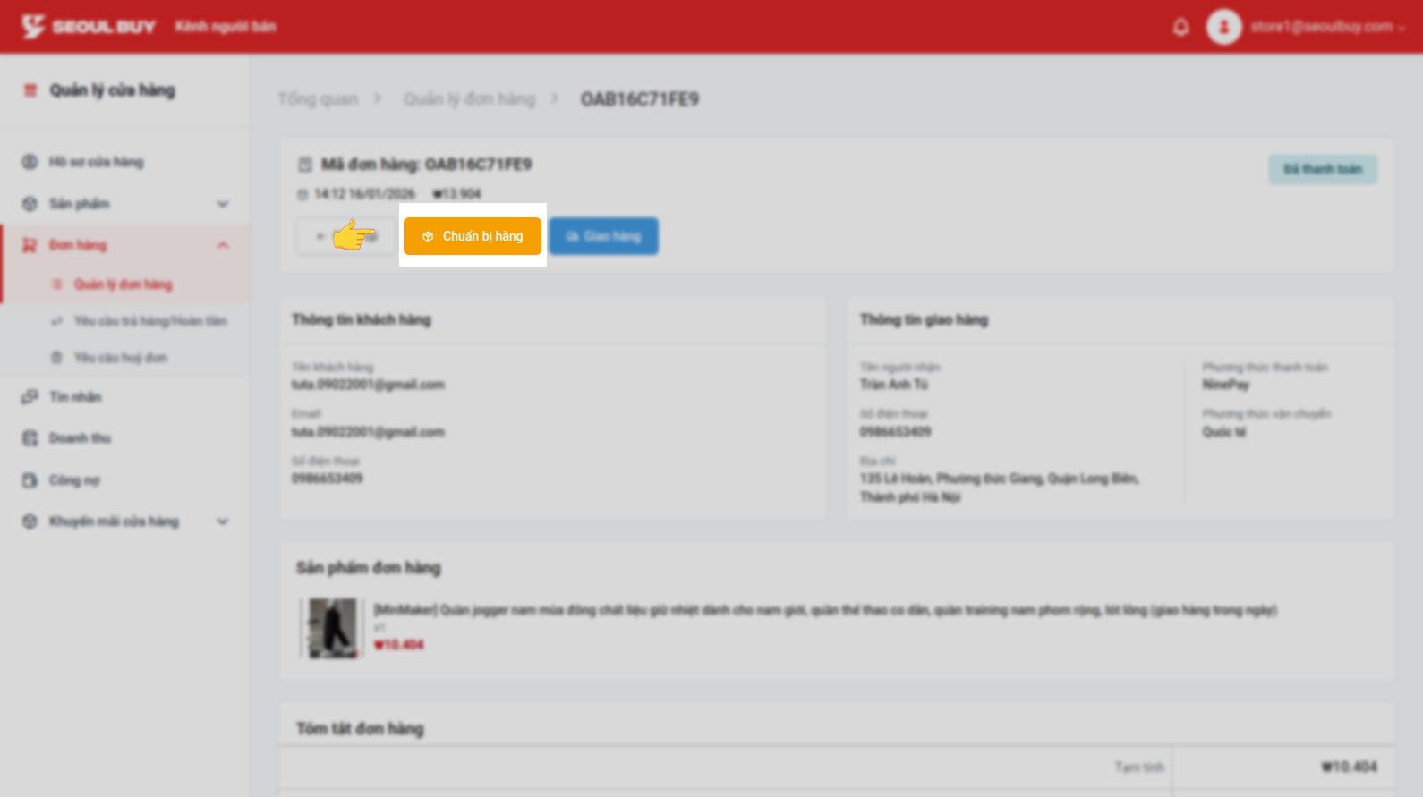 Nút chuẩn bị hàng