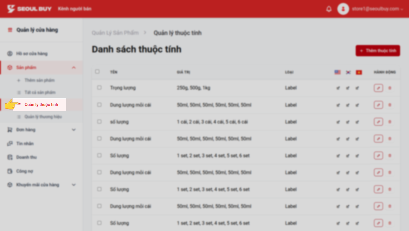 Quản lý thuộc tính