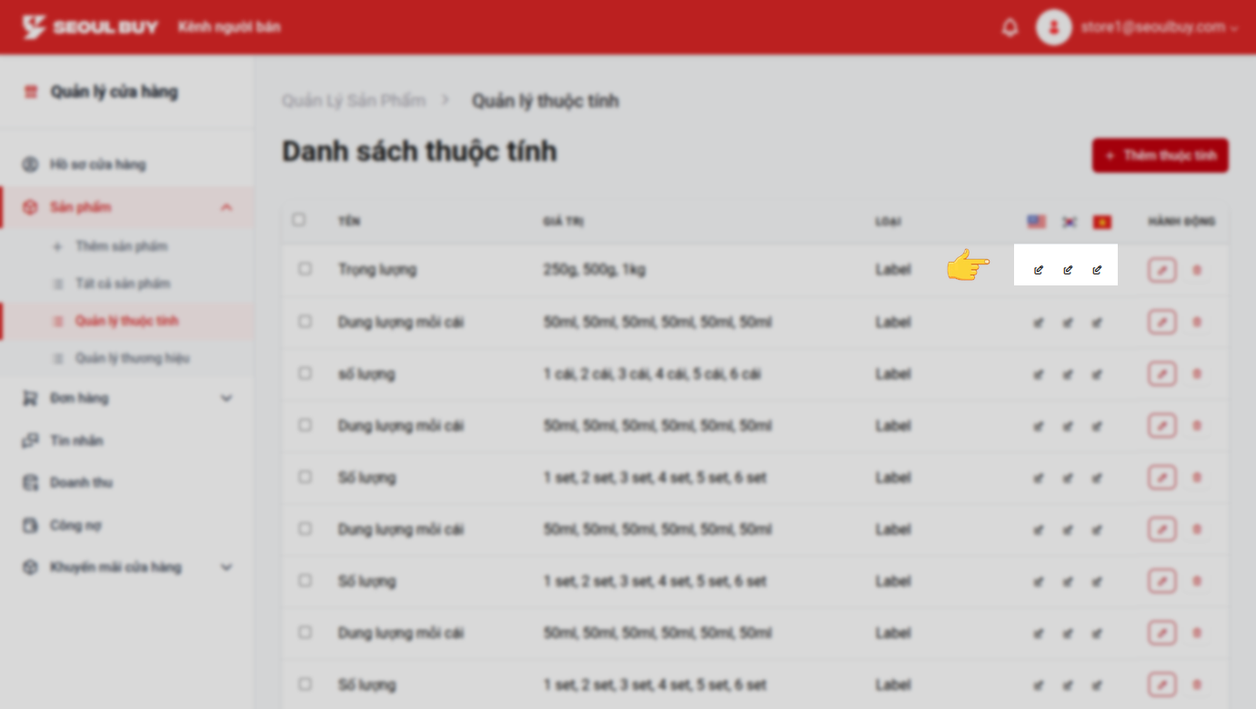 Sửa ngôn ngữ thuộc tính