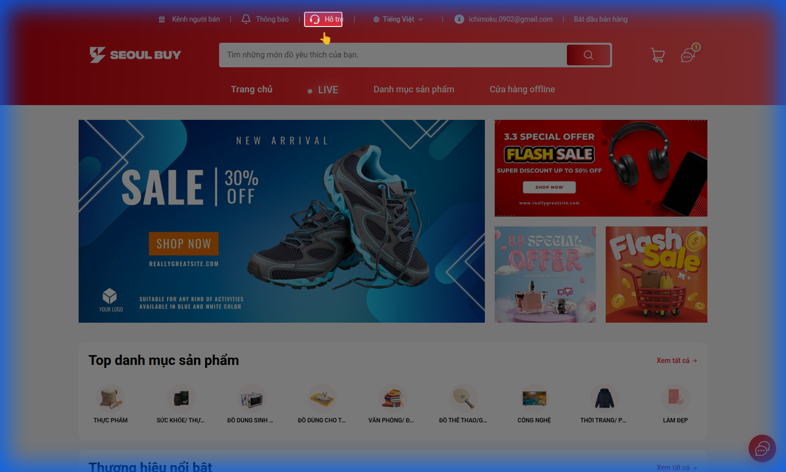 Truy cập trang Hỗ trợ