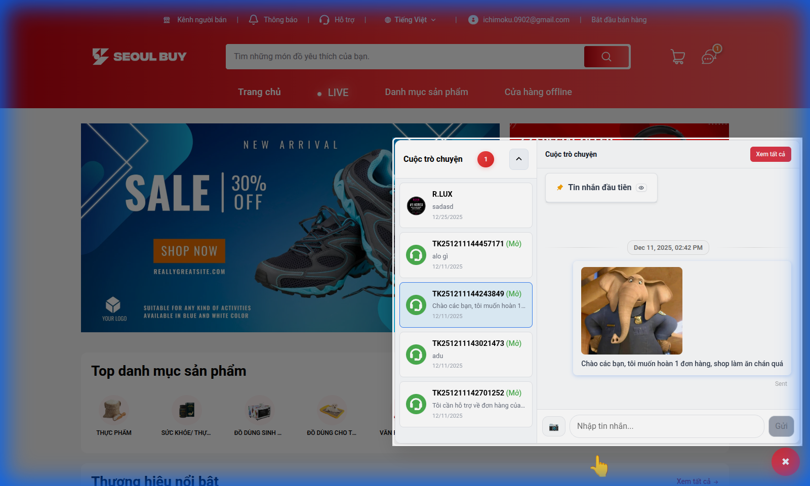 Chat widget trực tuyến